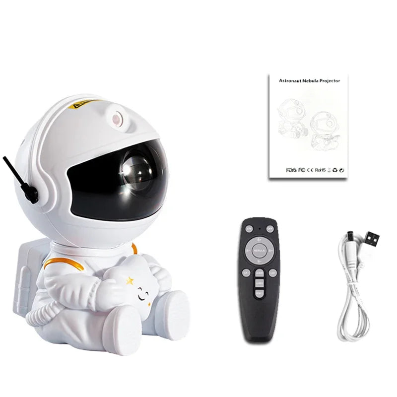 Astronaut Star Projector Night Light – USB Rechargeable & Remote Control