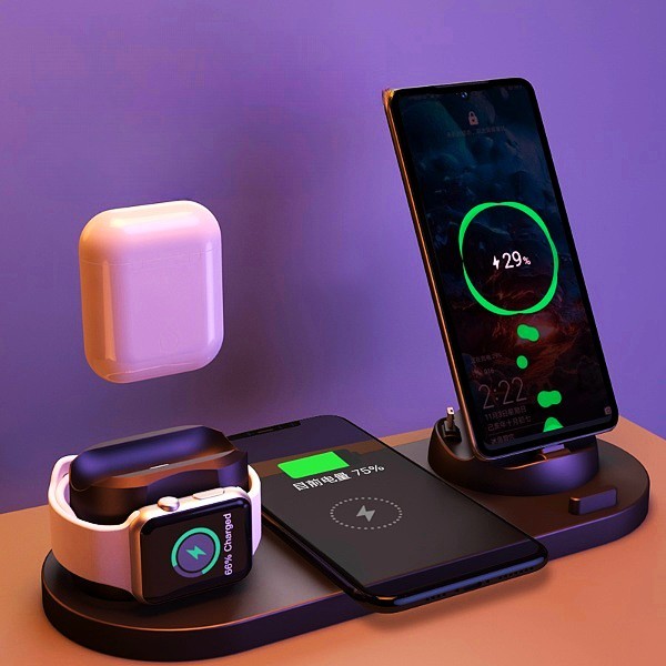 6 in 1 Dock Station – Fast Charger for iPhone, Phone and Smartwatch