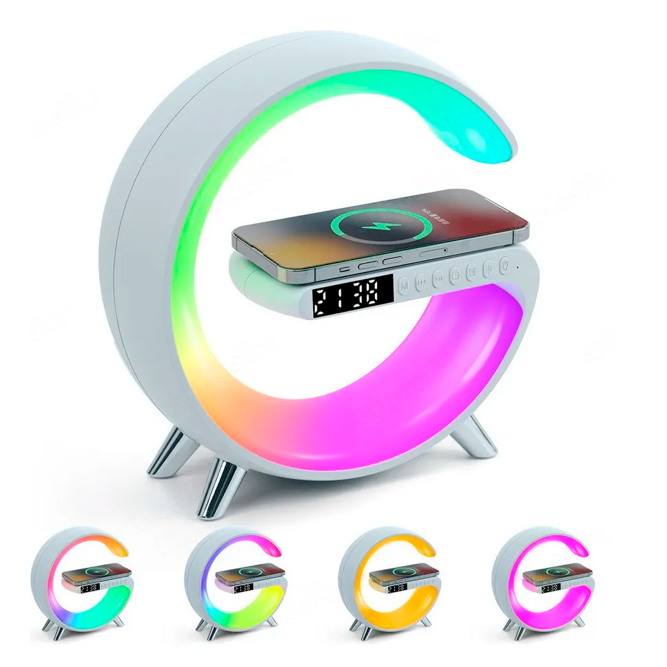 RGB Wireless Charger Stand with Alarm Clock & Speaker